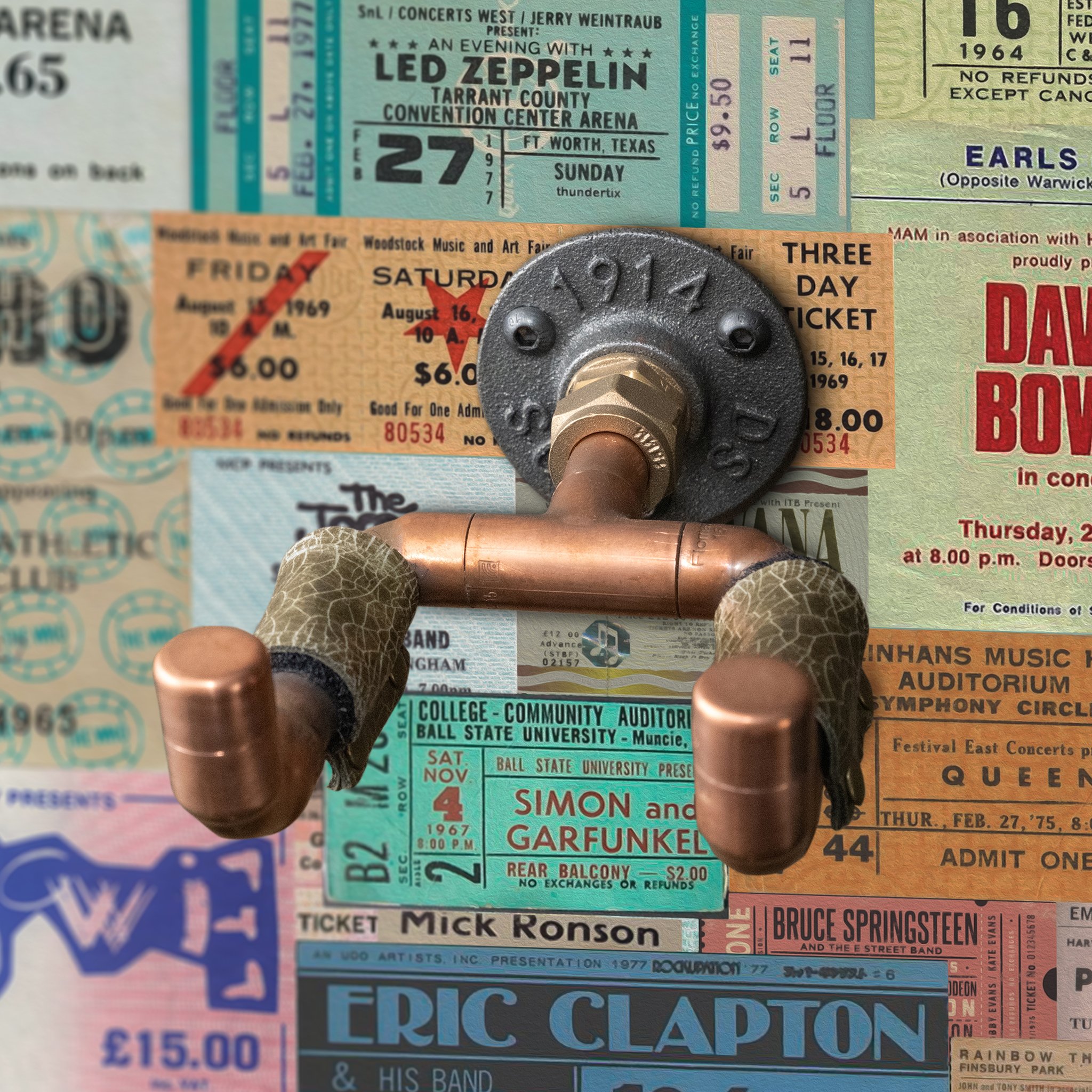 A brass guitar hanger