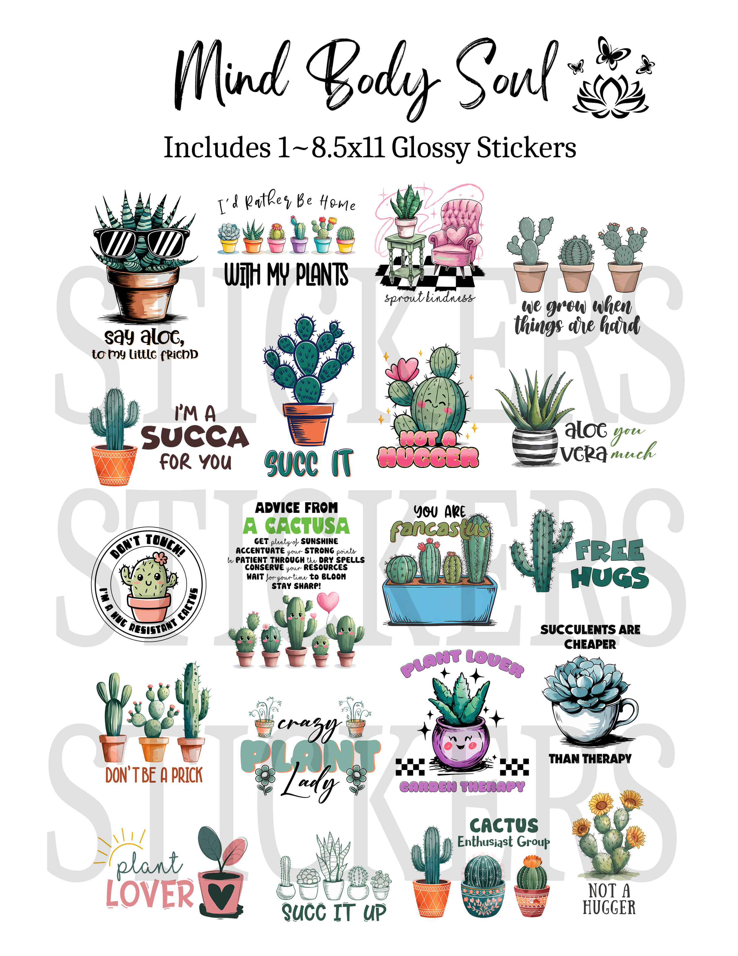 Succulents with Quotes Stickers
