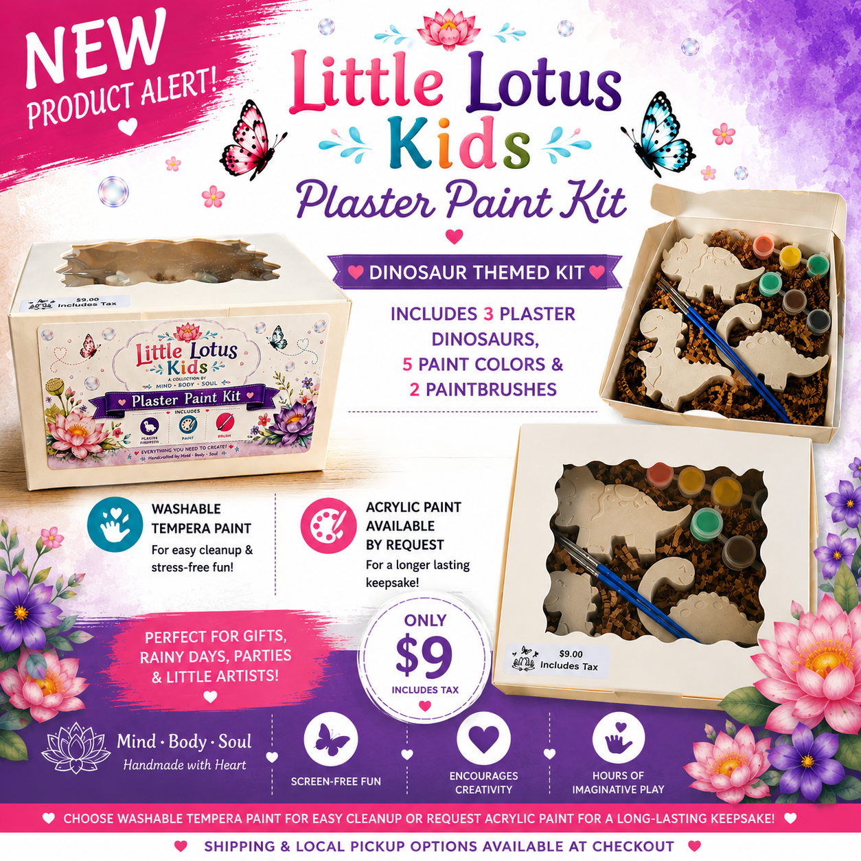 Little Lotus Kids Dinosaur Plaster Paint Kit