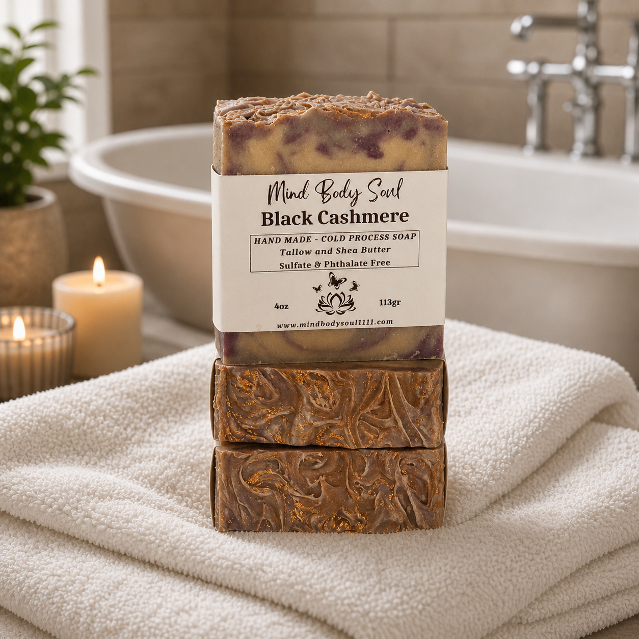 Black Cashmere Cold Process Soap | Luxurious Tallow & Goat Milk Bar