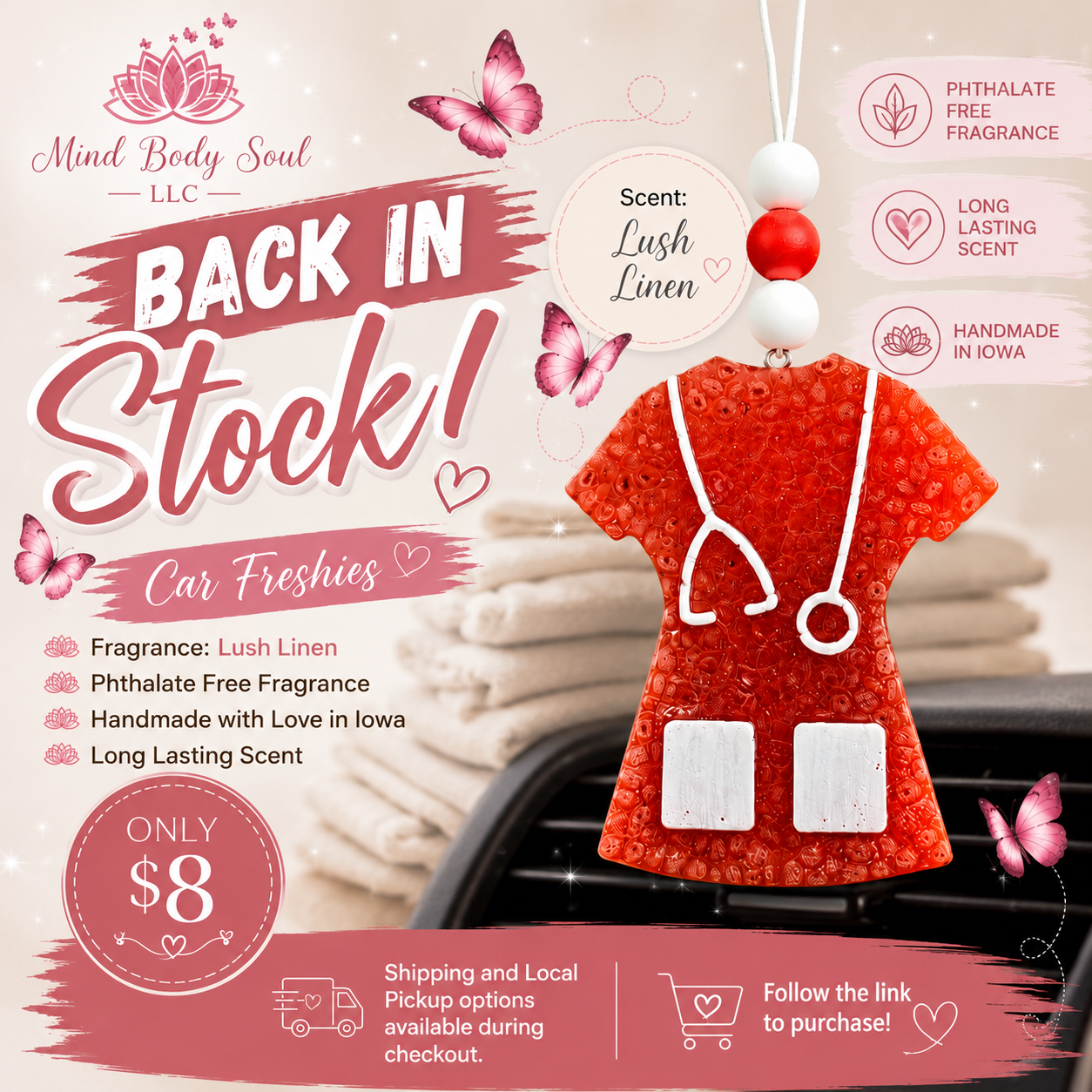 Nurse Scrub Top Car Freshie | Lush Linen Scent | Phthalate Free