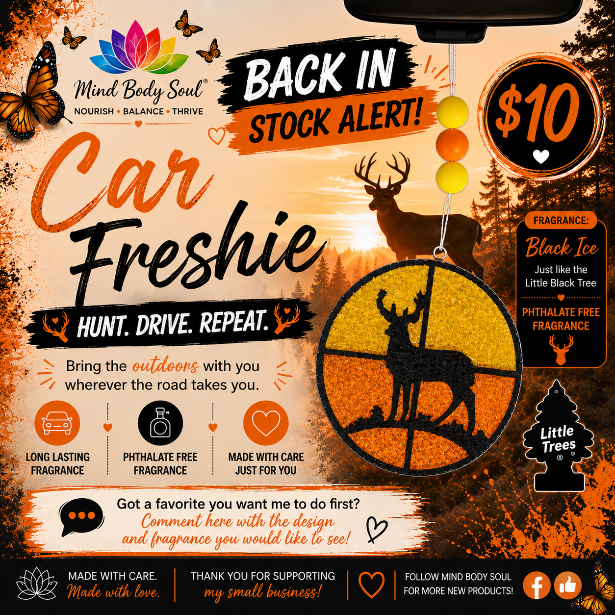Deer in the Cross Hairs Car Freshie