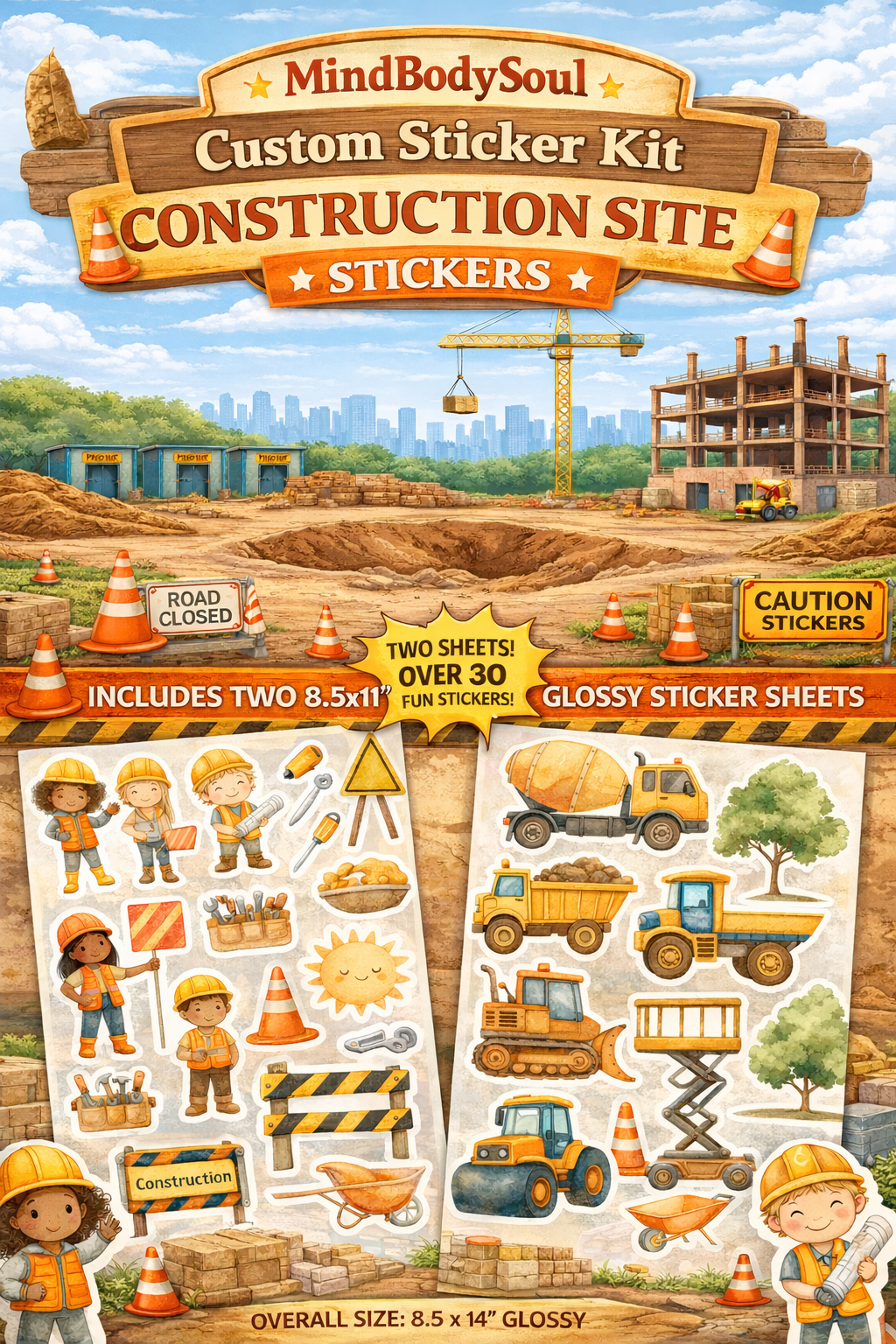 Construction Site Sticker Kit