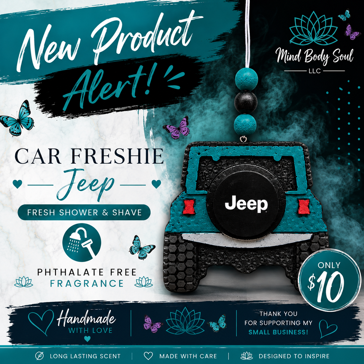 Jeep Car Freshie | Fresh Shower & Shave | Phthalate-Free Fragrance