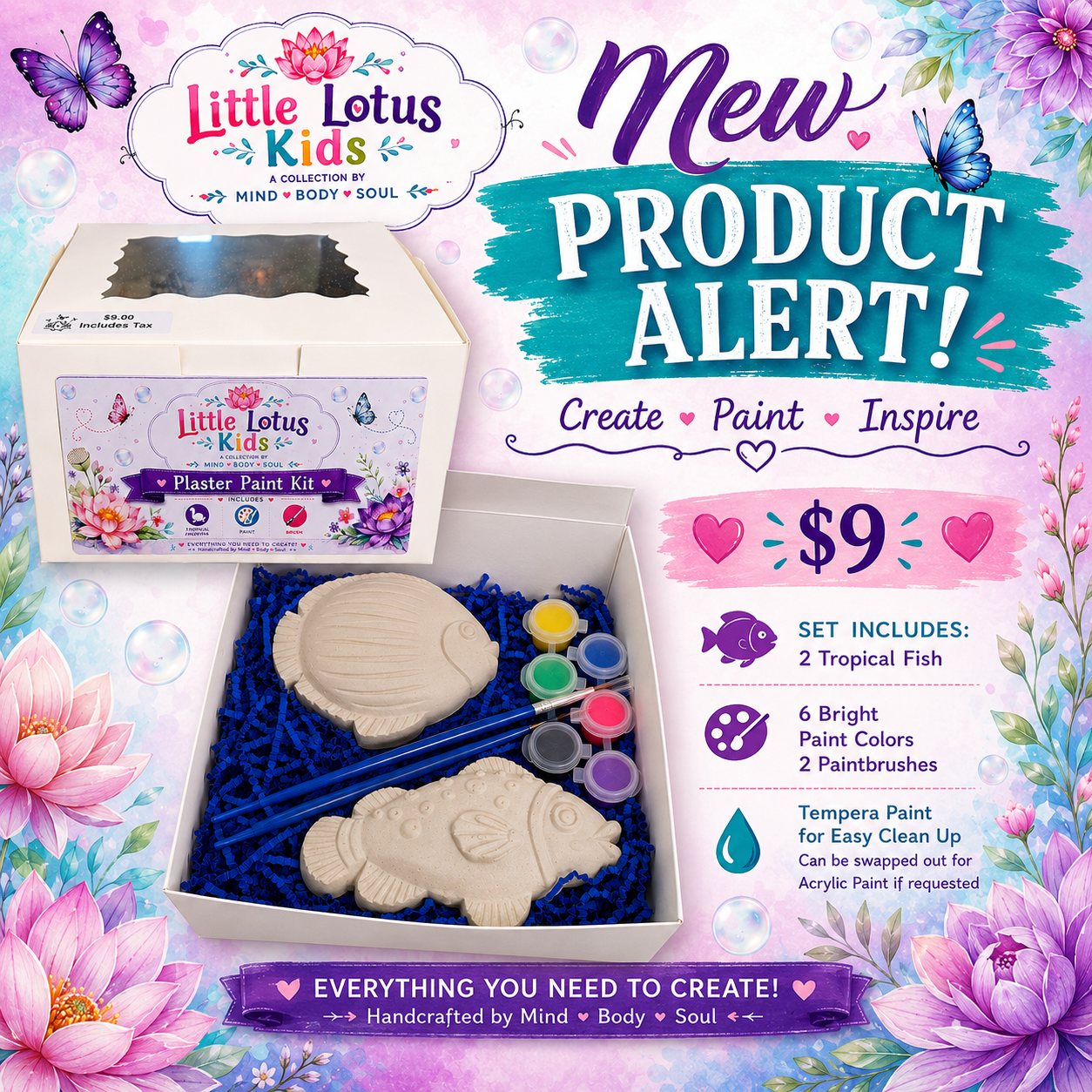Little Lotus Kids Tropical Fish Plaster Paint Kit