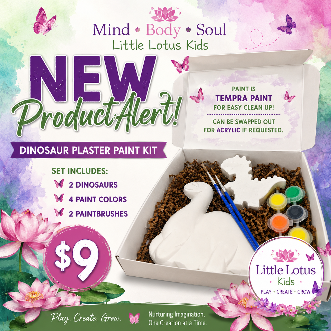 Little Lotus Kids Dinosaur Plaster Paint Kit