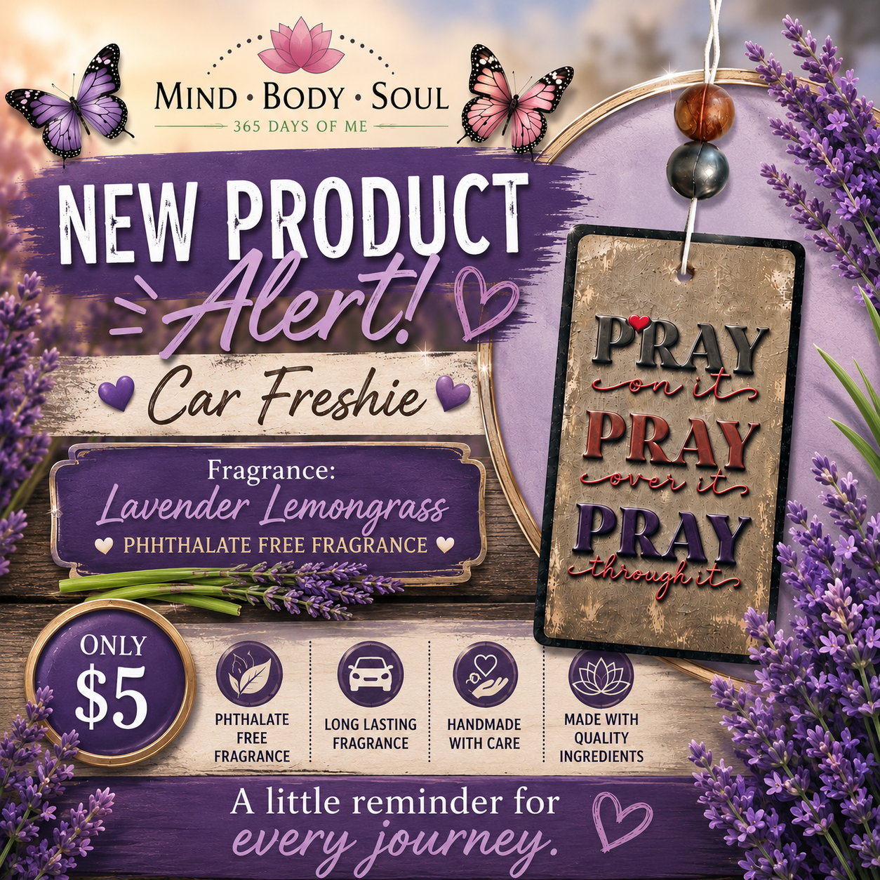 Pray Car Freshie | Lavender Lemongrass | Phthalate Free Fragrance