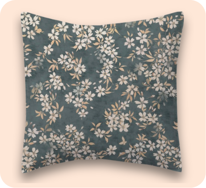 Cherry Blossom Throw Pillow (Petrol)