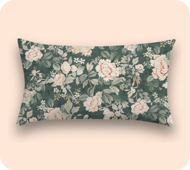 Petite Peony Lumbar (Petrol)