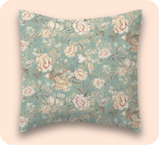 Petite Peony Throw Pillow (Sky)