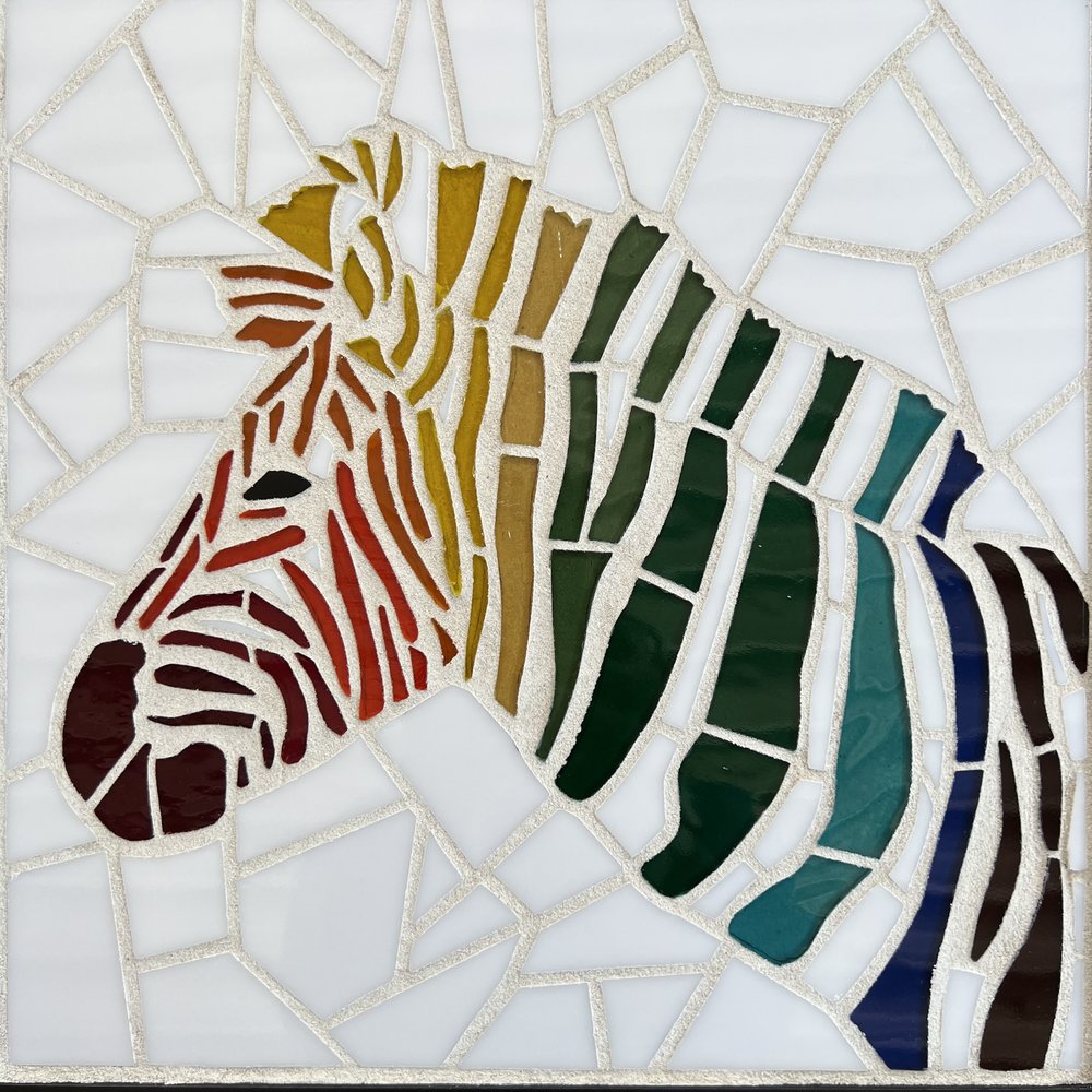 Rainbow Zebra Handmade Mosaic — Mosaic Montage