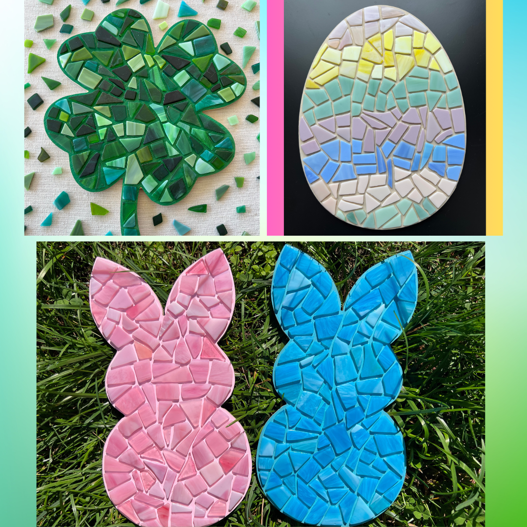 Four Leaf Clover, Easter Egg OR Peeps Bunny Mosaic Class