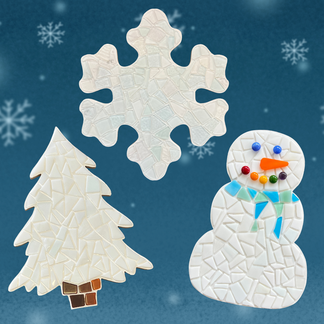 Snowman, Snowflake or White Evergreen Mosaic Class
