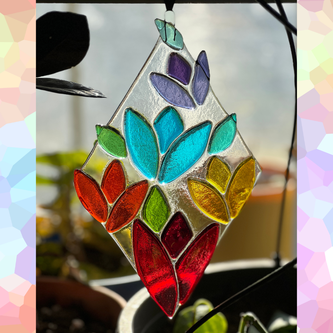 Fused Glass Diamond Suncatcher