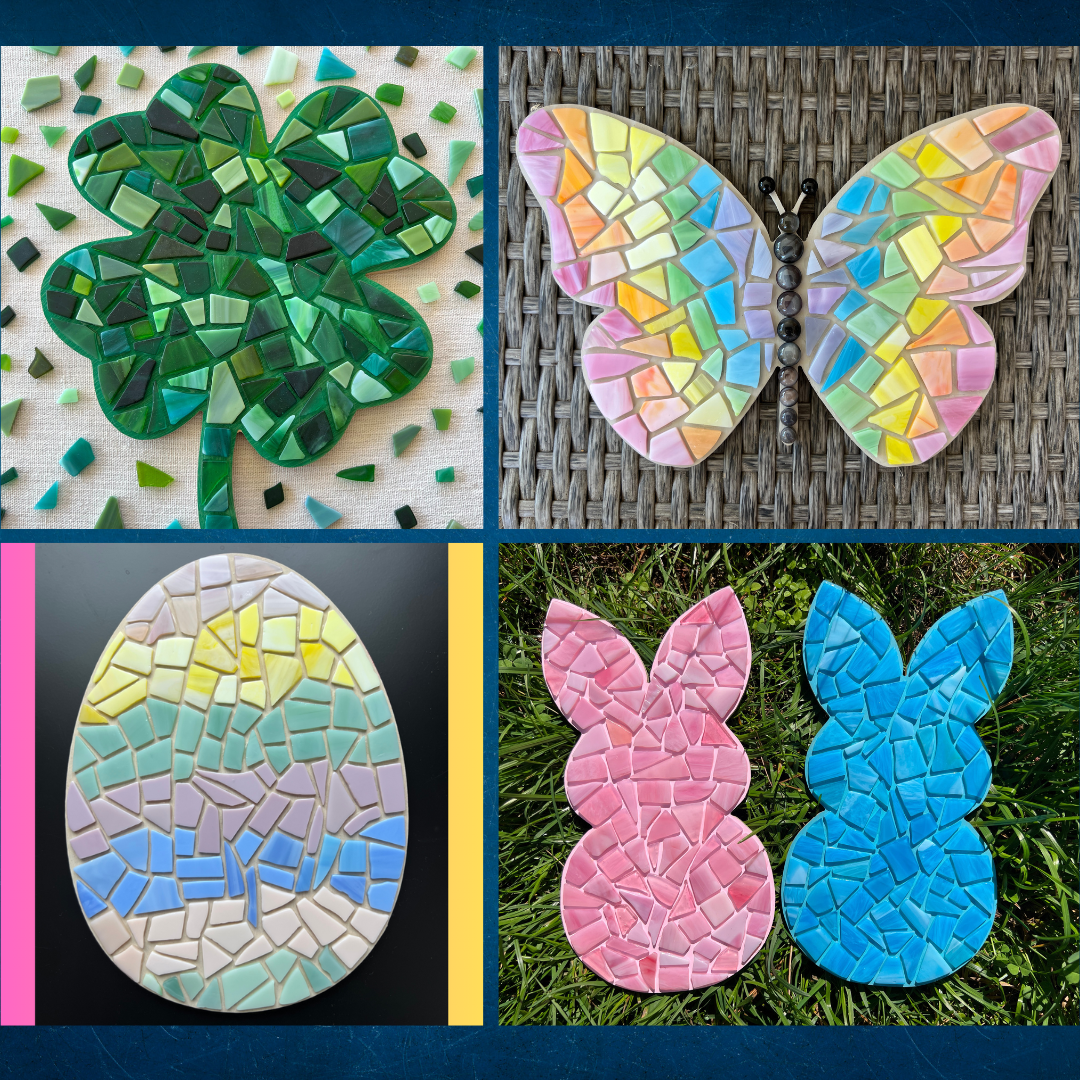 Four Leaf Clover, Butterfly, Peeps Bunny or Easter Egg Mosaic Class
