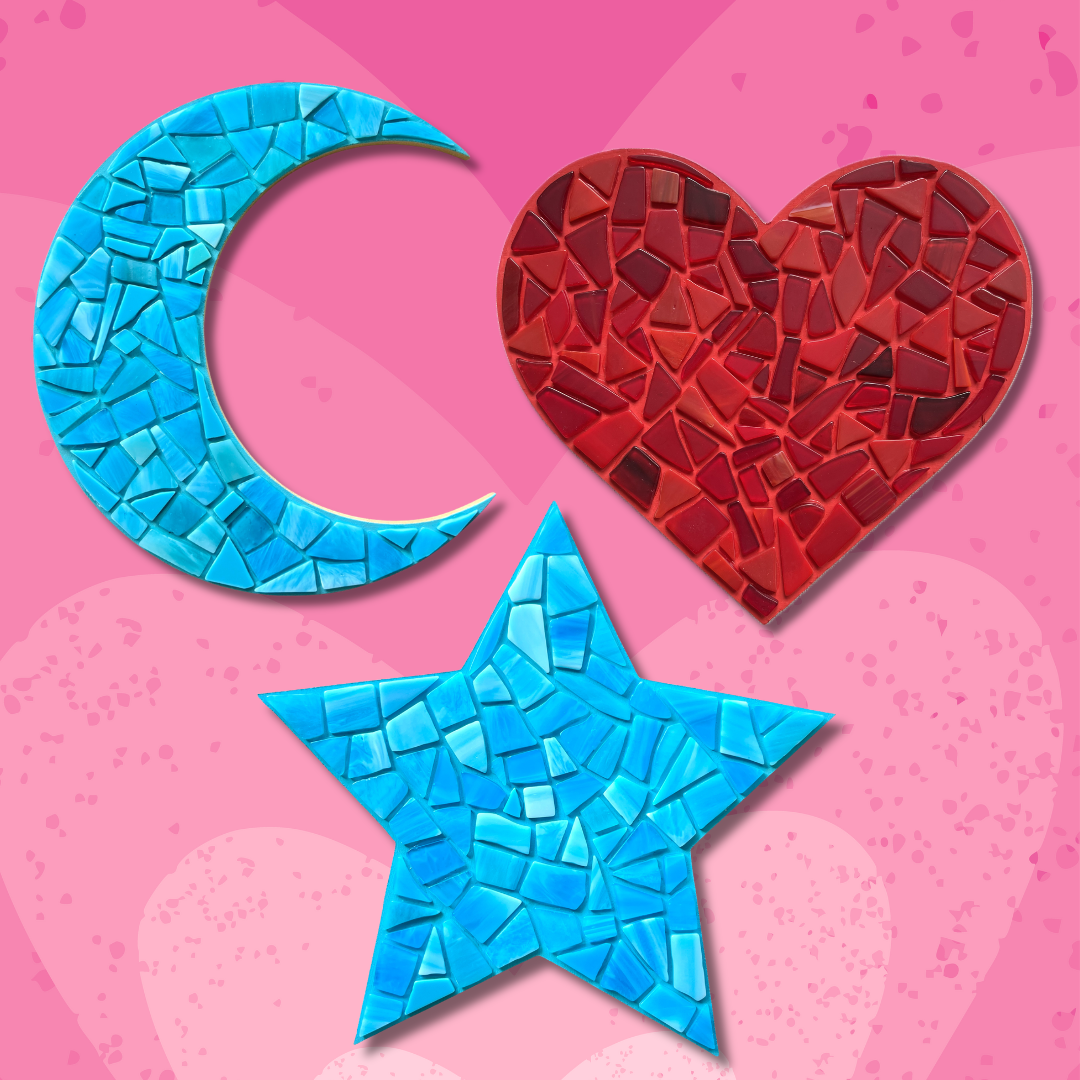 Moon, Star or Heart Mosaic Class