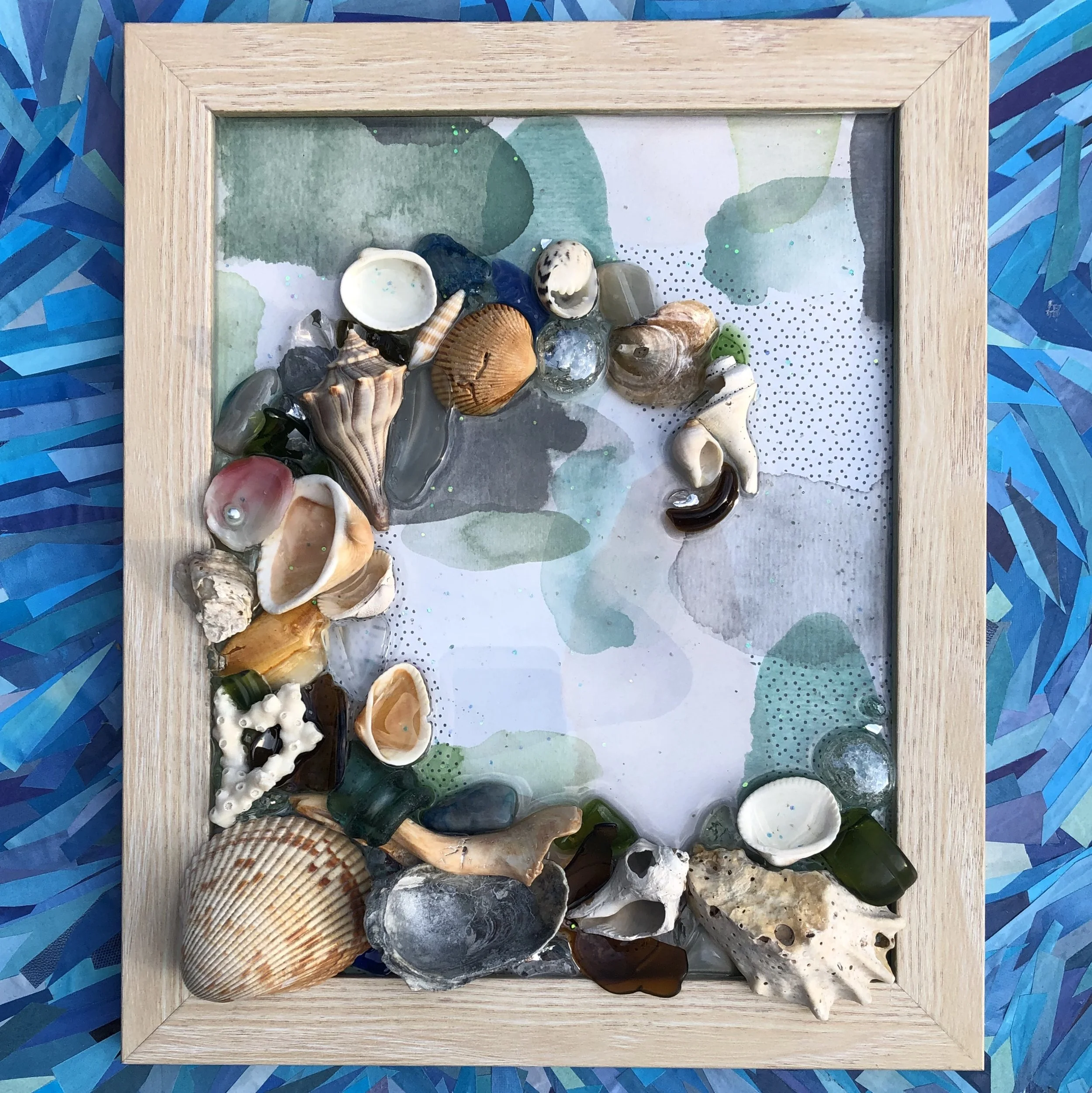 Ocean Floor Treasure Collage in Resin