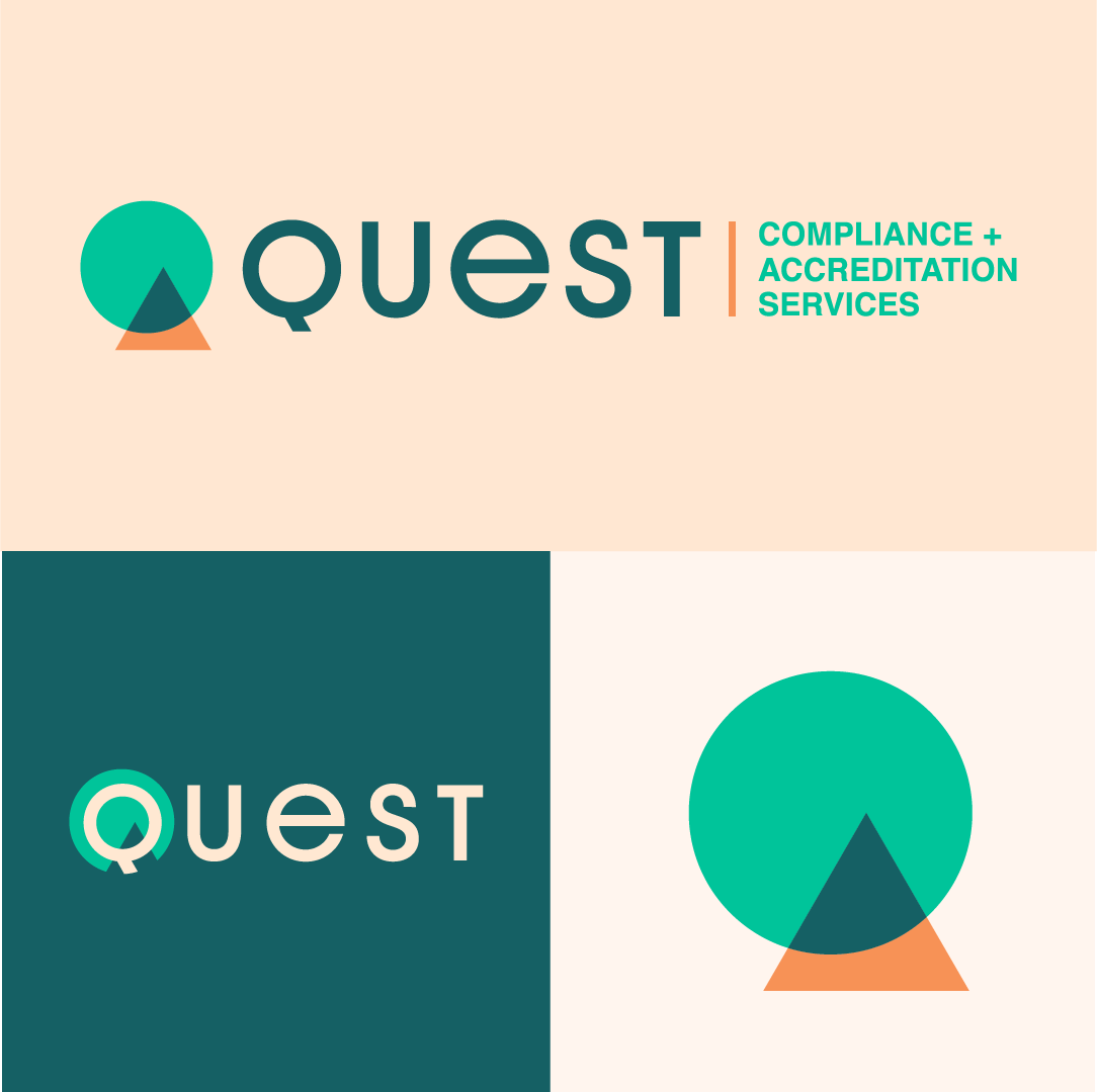 quest compliance and accreditation services logo design brand identity design kat fox design scranton pennsylvania