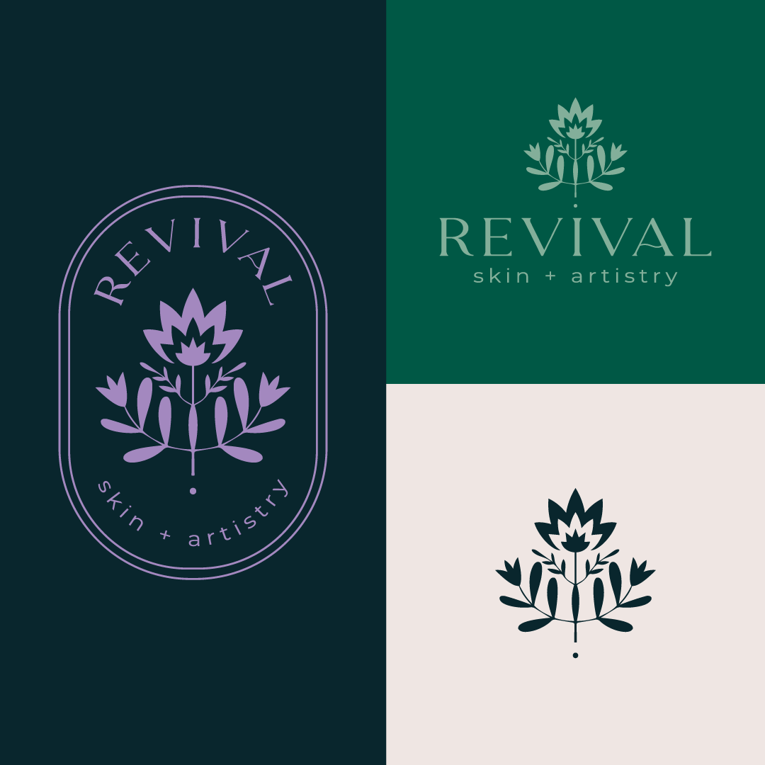 revival skin artistry brand identity design logo design kat fox design canon city colorado