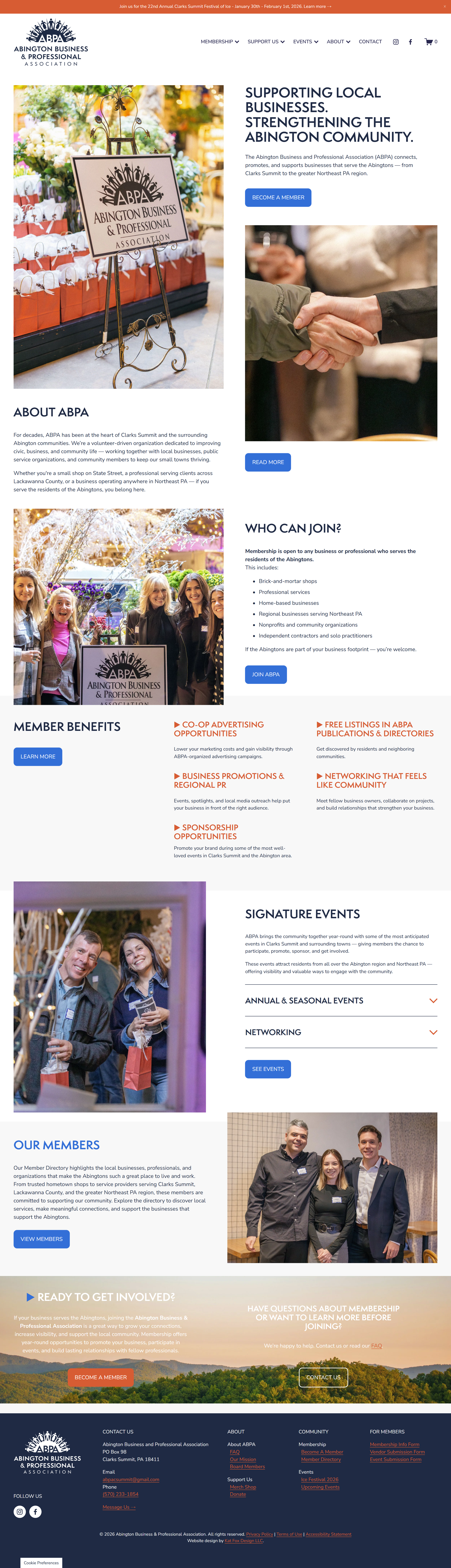 screen shot of ABPA's new homepage redesigned by Kat Fox Design