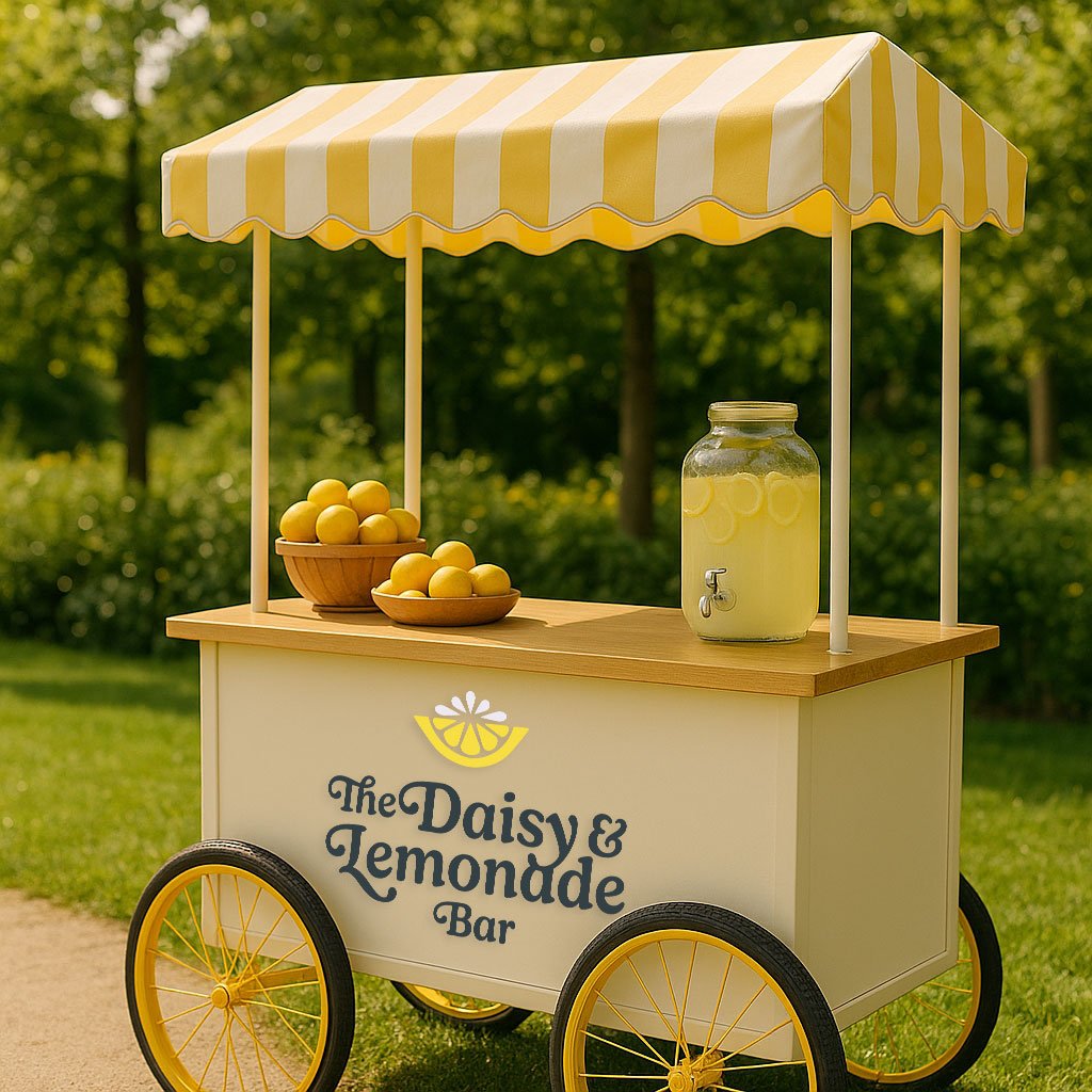 brand identity designer kat fox design the daisy and lemonade bar lemonade cart with logo scranton northeast pennsylvania