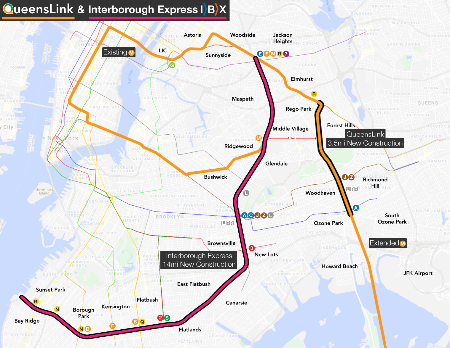 Map of the IBX compared to QueensLink