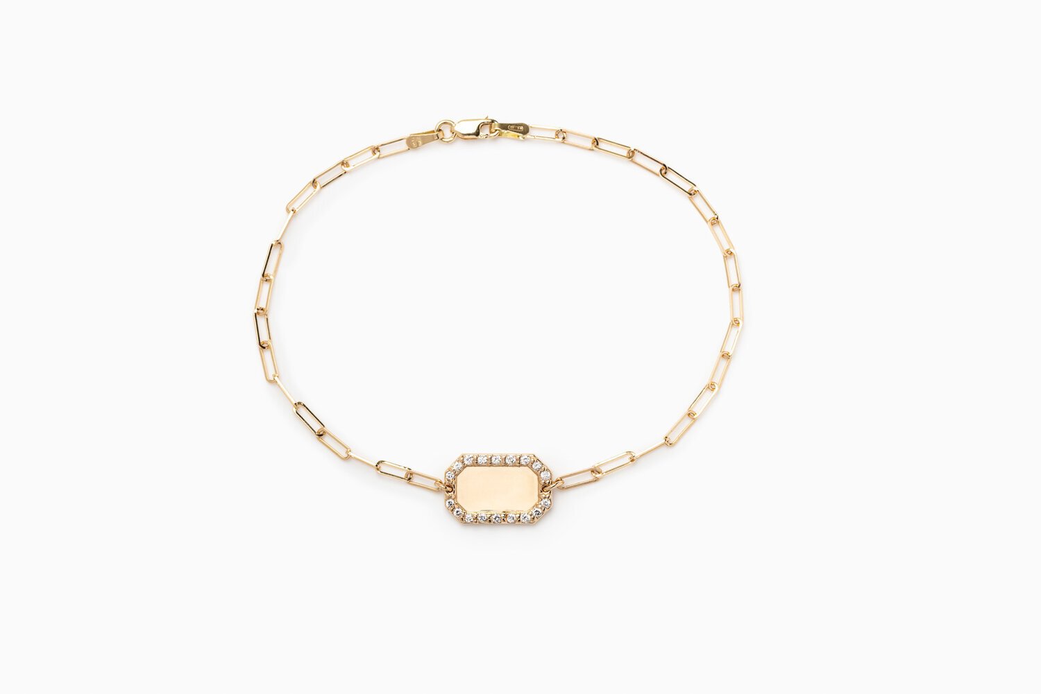 Pave Diamond Engravable Disc Bracelet