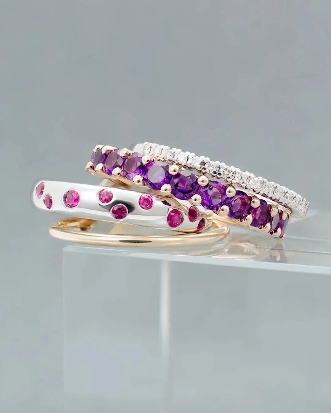 Three kids, three stones, one stunning stack 💗

 @michelle.stopp wanted her kids' birthstones stacked with her own signature sparkle (diamonds, obviously).

This is what happens when a custom ring becomes a love letter you can wear every single day.