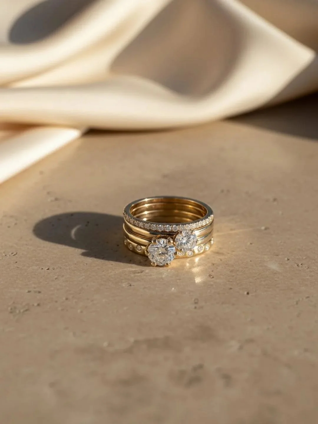 You can wear them together or singles - a fun way to create a stack band using diamonds from different pieces.

Sentimental individually but together they make an impact for something new and meaningful!

#stackablebands #stackrings #madeinnyc #golda