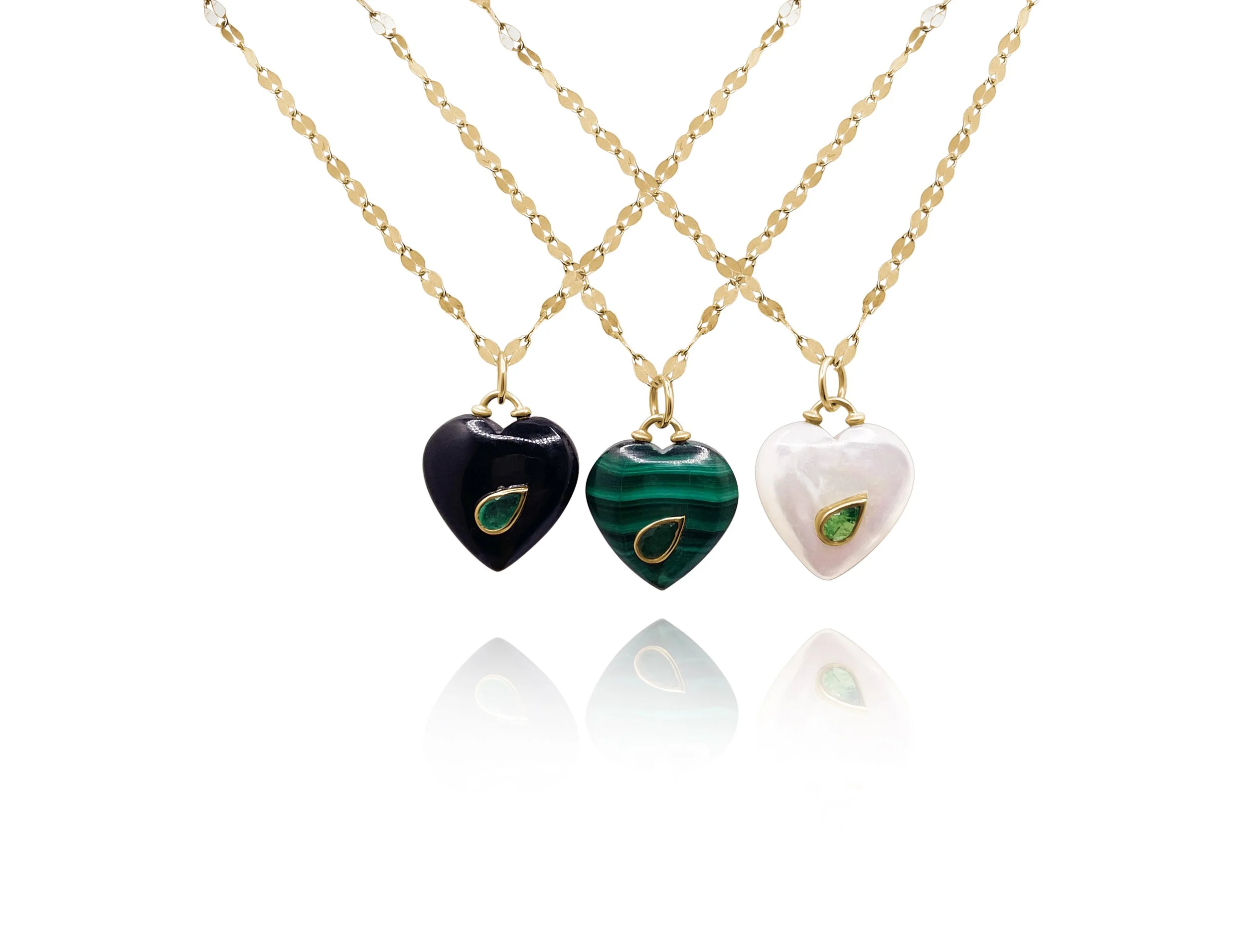 Gemstone Bubble Heart Necklaces