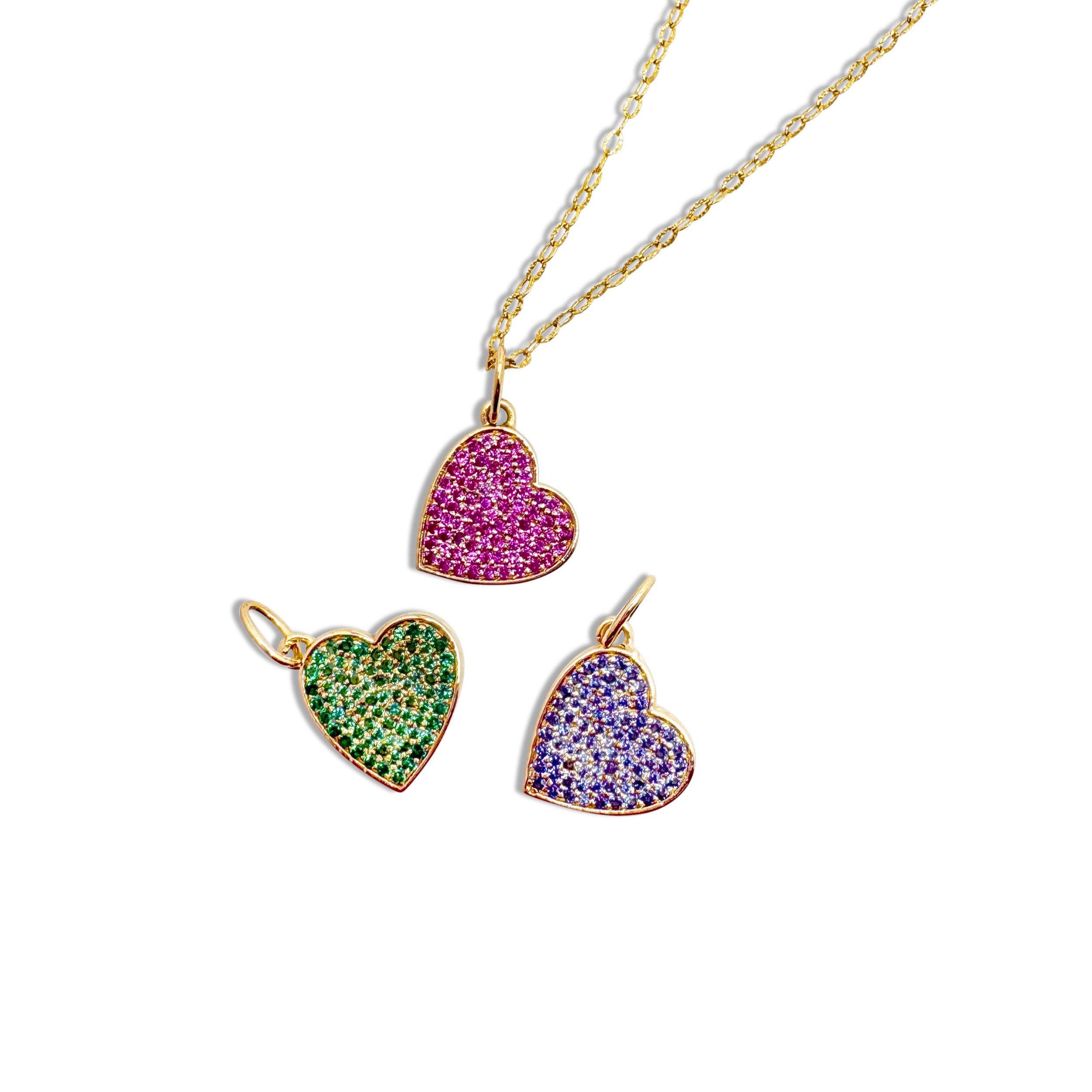 Pave Heart Charm Pendant