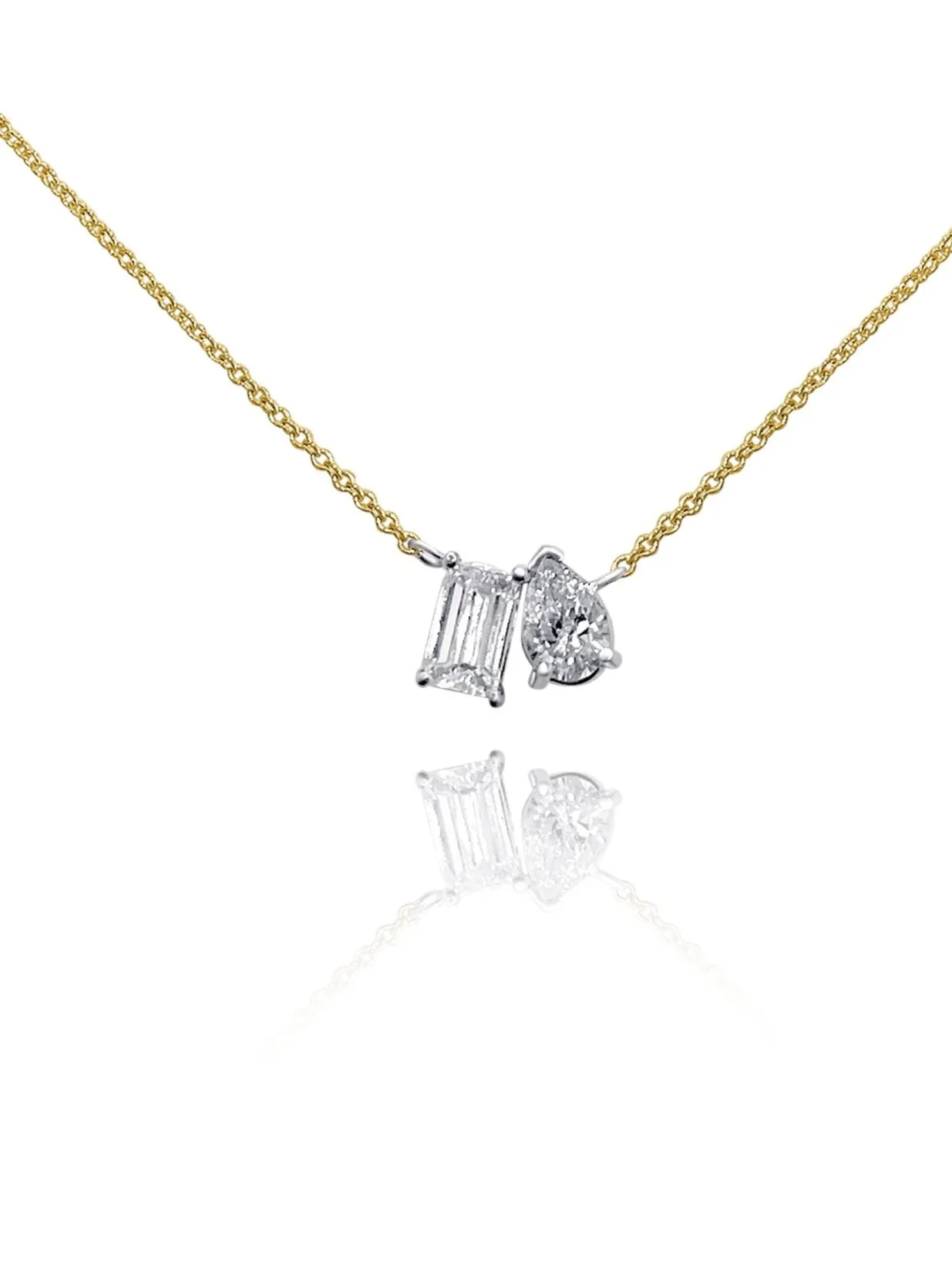 Toi Et Moi (Pear + Baguette) Natural Diamond Necklace