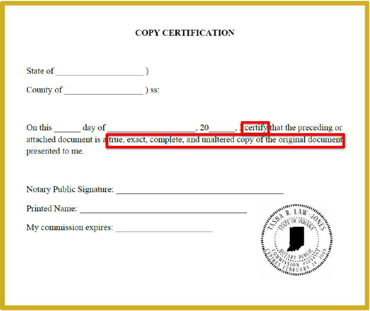 copy certification