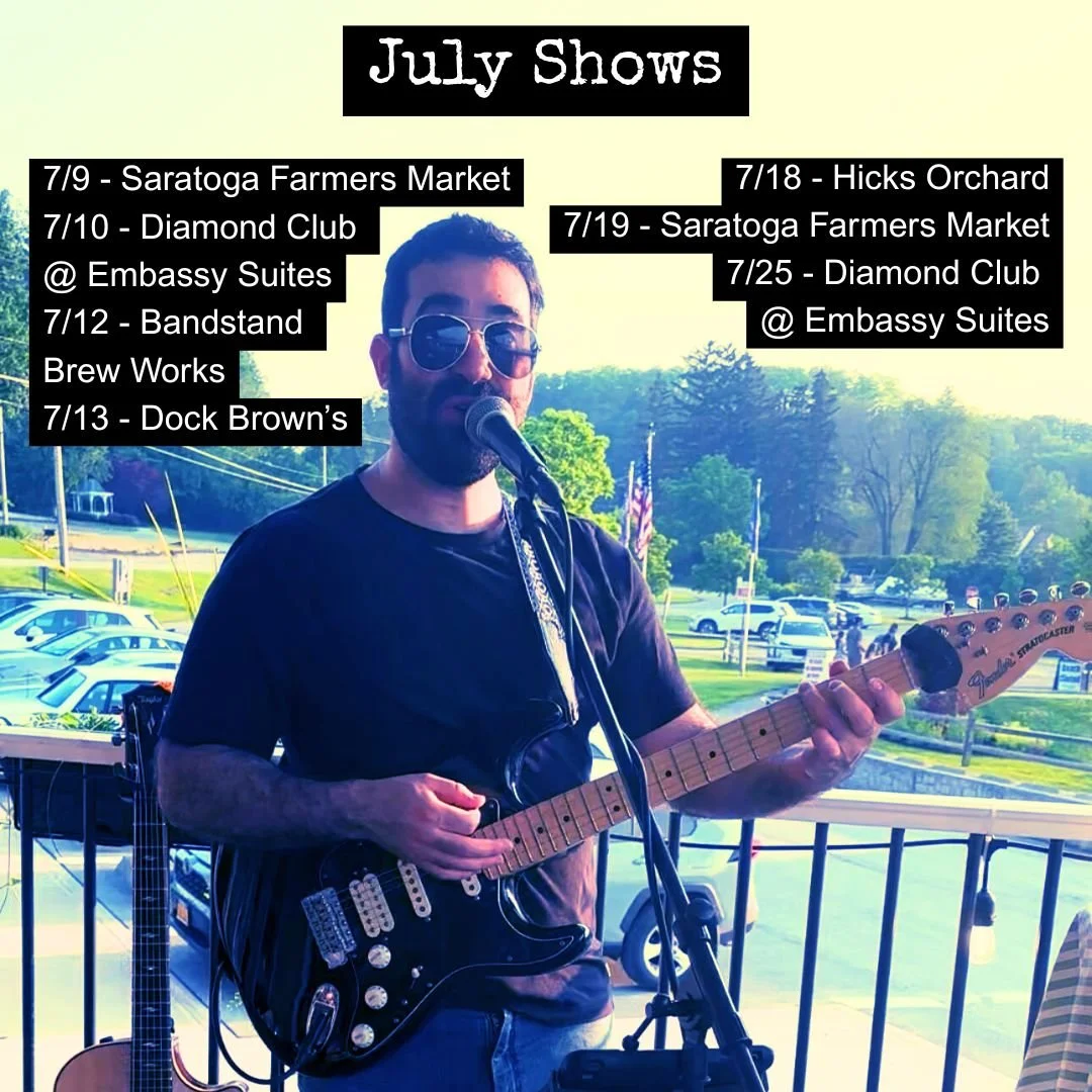 🎸 I&rsquo;m hittin&rsquo; the road (and a few patios) this July with a guitar in hand and tunes to share. Come catch a show and soak up the summer vibes!

7/9 - Saratoga Farmers Market
7/10 - @embassysuitessaratoga 
7/12 - @bandstandbrewworks 
7/13 
