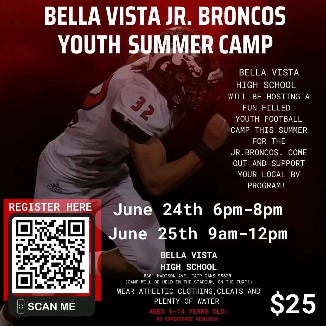 Bella Vista High School Football is hosting a 2-day football camp this month! Registration link in bio!
