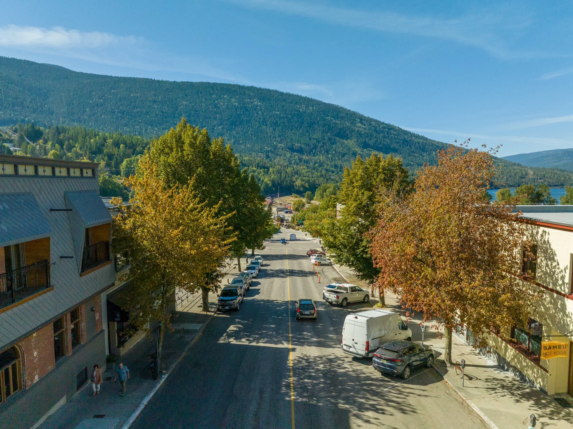 A bird's eye view of Baker Street in Nelson BC