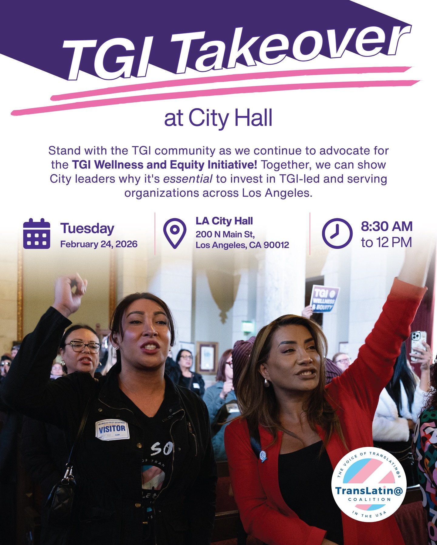 Join us in advocating for critical funding for TGI-led organizations at a time when our community needs it most. We&rsquo;re heading to City Hall to demand that local leaders invest in programs and services that support our safety, wellness, and stab
