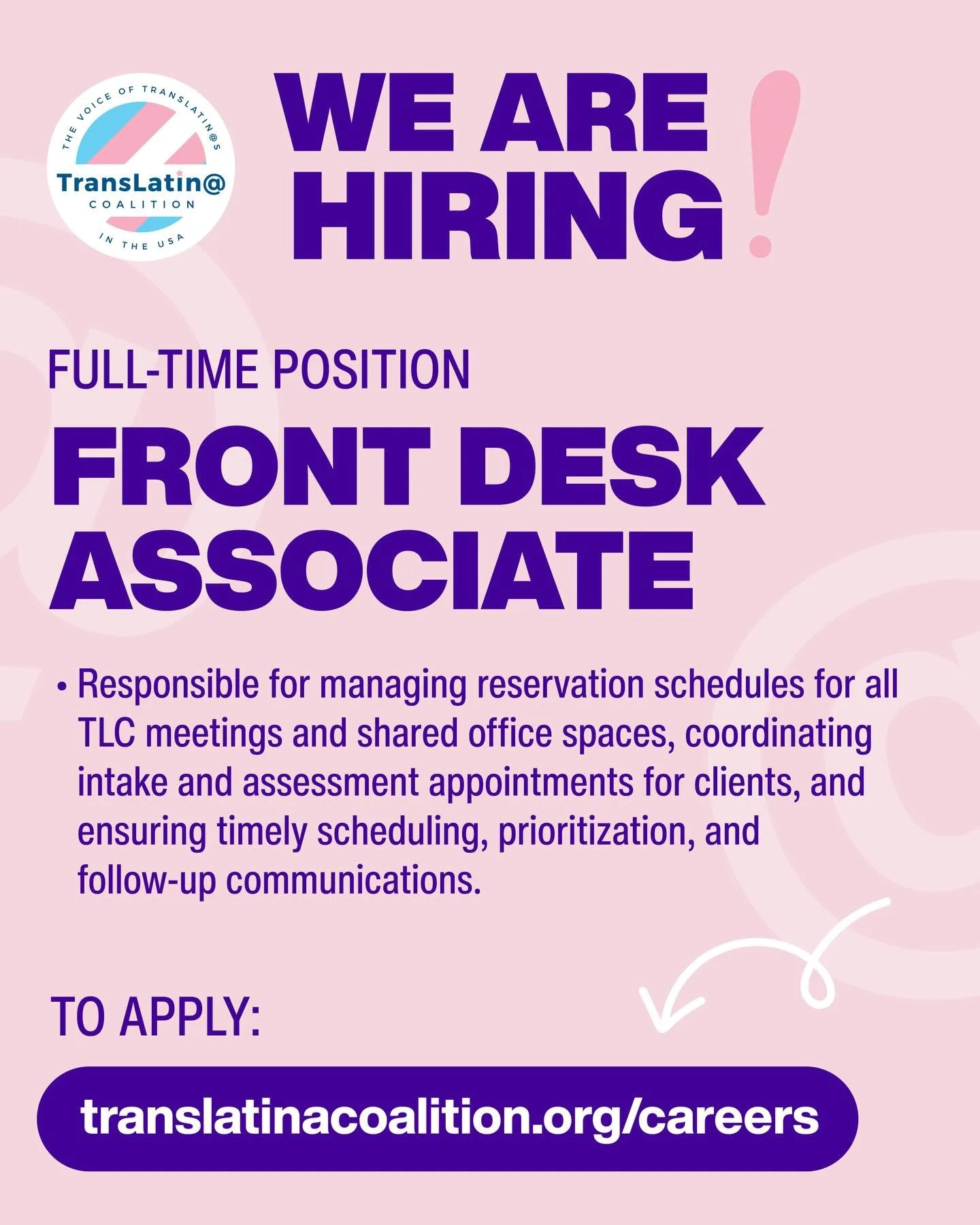 🎉&nbsp;Join our team!We are looking for a&nbsp;Full-Time Front Desk Associate.

📋&nbsp;Key Duties:Manage reservation schedules, coordinate client intake appointments, and lead priority communications.

📍&nbsp;Location:Los Angeles, CA

🔗&nbsp;How 