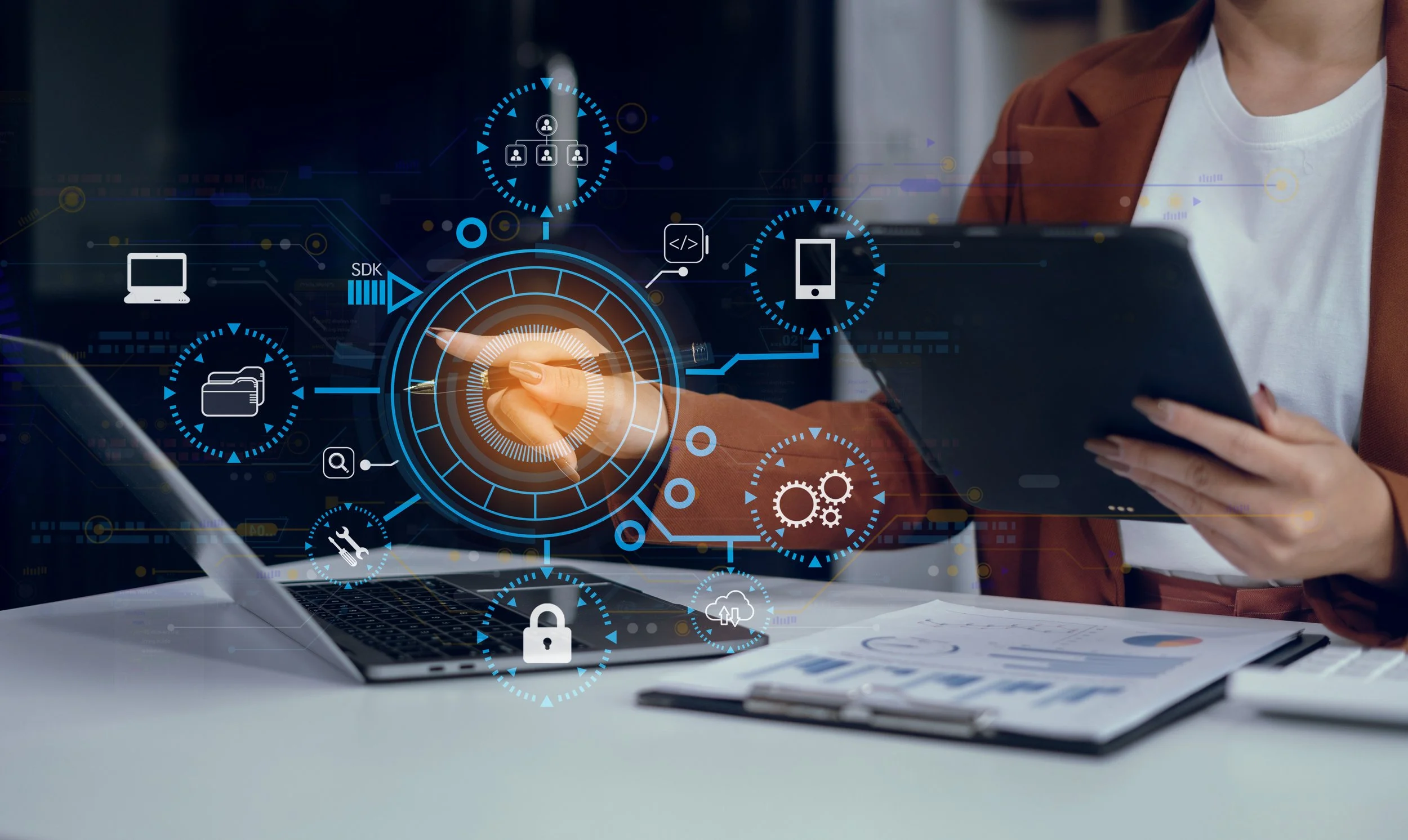 Modernization framework showing business process, data, integrations, security, user experience, compliance, support, and procurement around a mission-critical system.