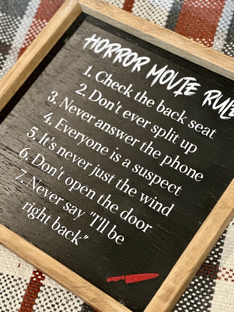 Horror Movie Rules Framed Halloween Sign — Sweet Life Home Designs