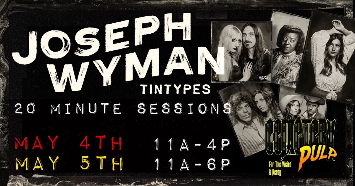 This Saturday and Sunday May 4th and 5th step back in time with photographer @josephwymanphoto as he captures you in a tin type photograph!! Reservations are going fast so make sure to book ahead of time on our website cemeterypulp.com,  come in the 