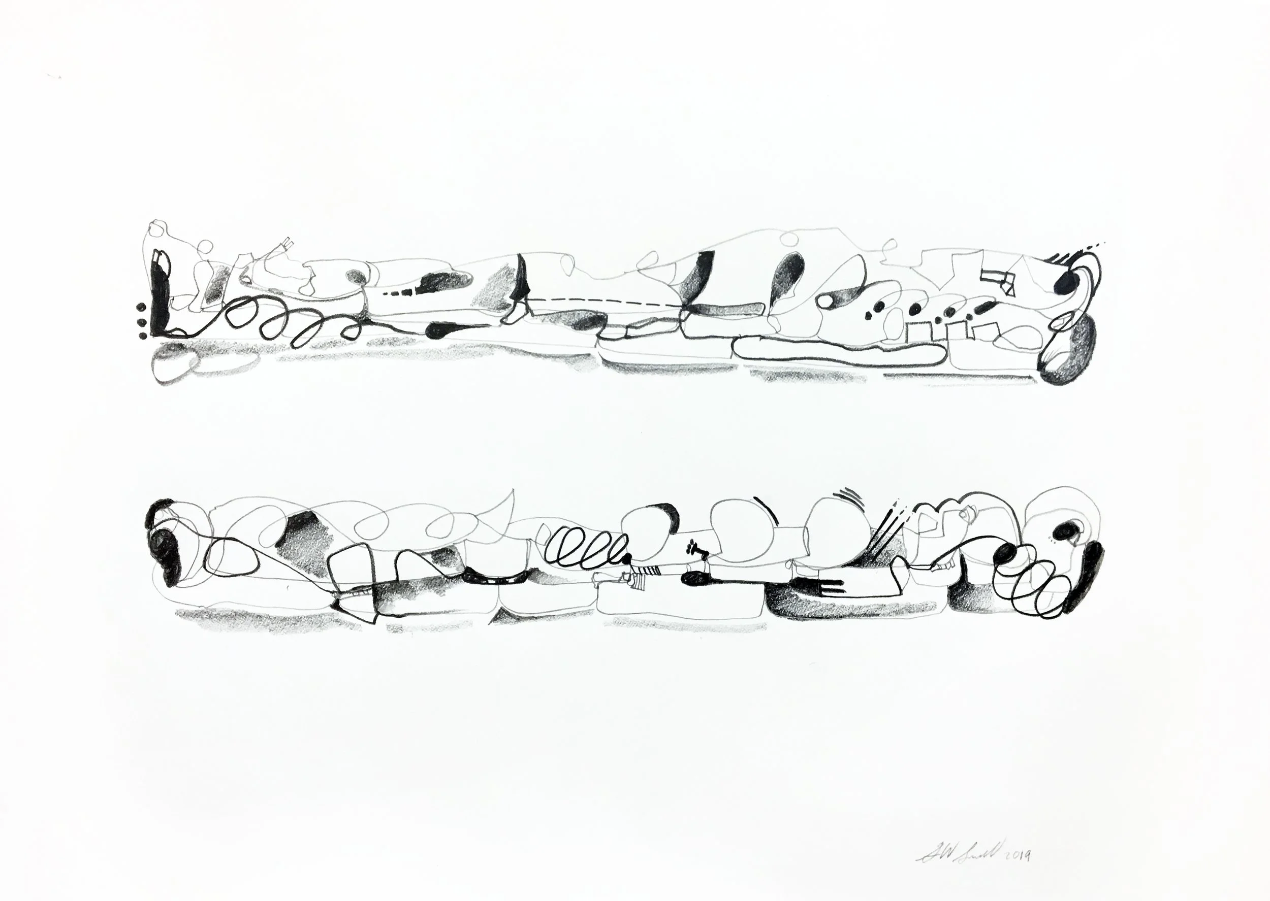 Two Wave Break - preparatory and concept sketch