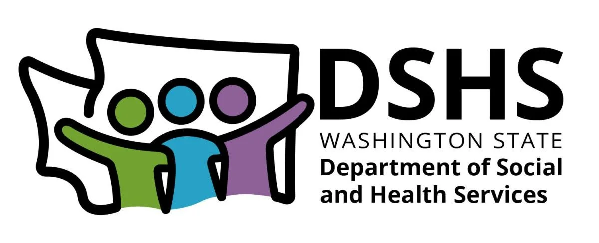 The DSHS logo features three colorful figures of people against the outline of Washington state and the text DSHS Washington State Department of Social and Health Services