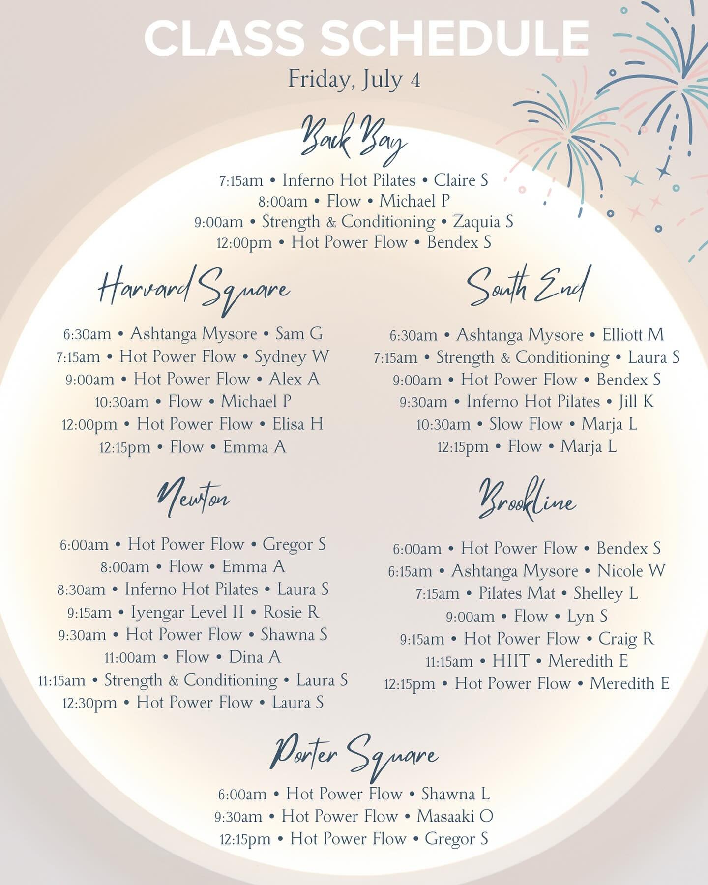 Our studios are staying open with a modified holiday schedule, so you can find a moment of peace and joy amidst the July 4th festivities 🇺🇸✨

Whether you&rsquo;re moving with friends, connecting with community, or taking time just for you, we&rsquo