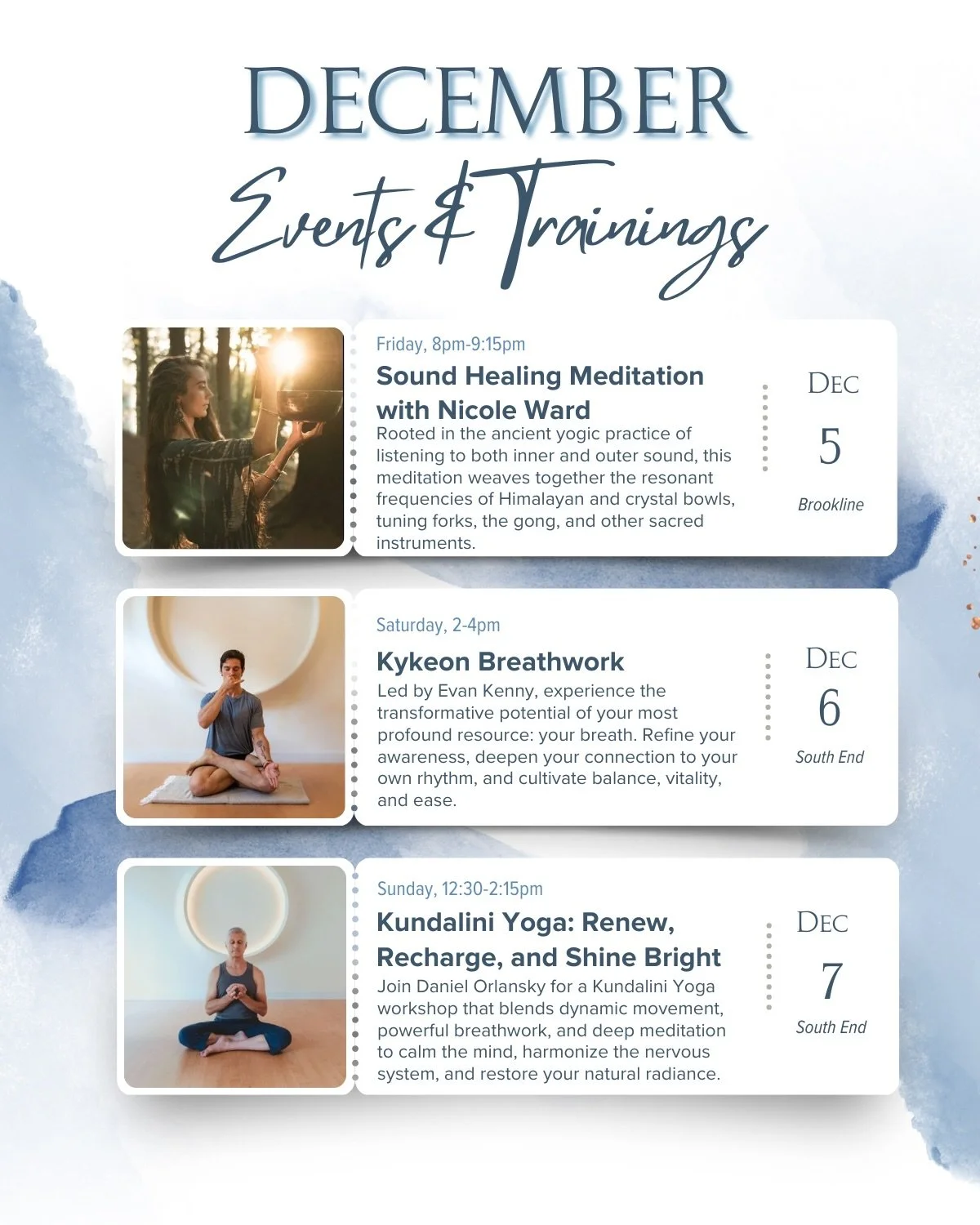 December is full of opportunities to grow ⛄ We&rsquo;re delighted to present a packed month of workshops! We hope you join us in community for these upcoming opportunities to deepen your practice and expand your knowledge. 

Whether you&rsquo;re prac