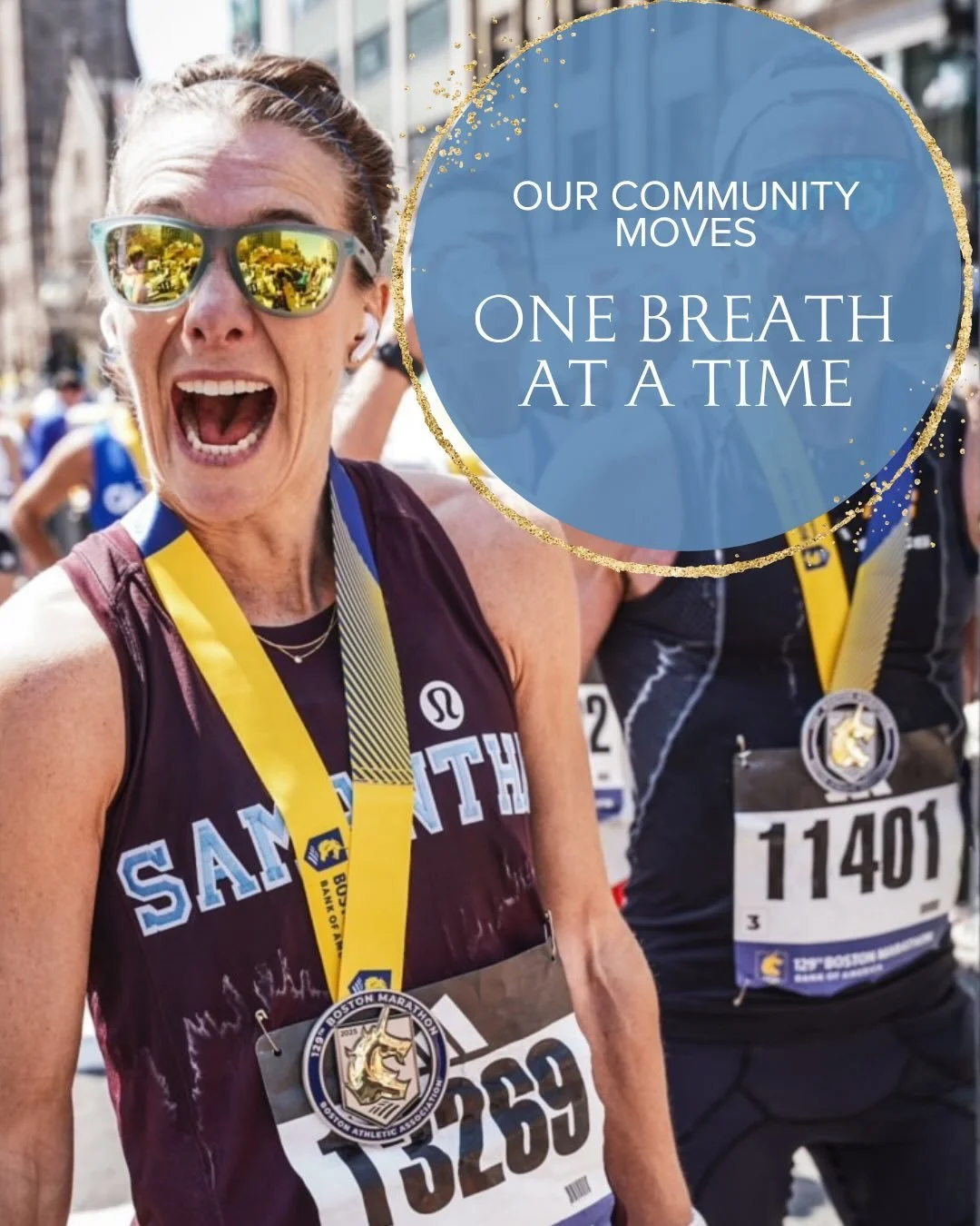 Every year, we get a front row seat to something pretty special 🏃🏽&zwj;♂️🏃🏃🏿&zwj;♀️ This marathon season, we&rsquo;re celebrating members of our community taking on the Boston Marathon and carrying their yoga practice with them, one breath at a 