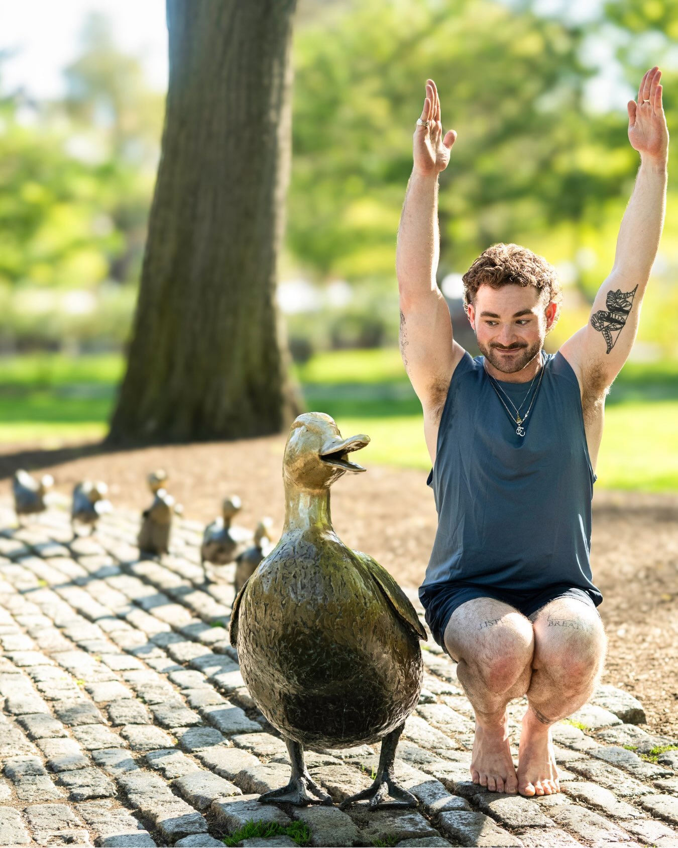 New semester, same crew 🥰 Chair pose squat with our favorite Boston Public Garden regulars because some things about this city never change 🦆🩵 Back to school season means it&rsquo;s back-to-mat and in the flow of our routines. Which new fall class