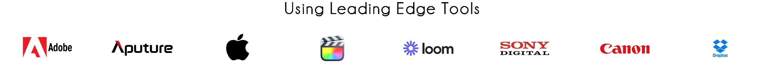 Diagram of using Adobe Lead Edge tools with logos of Adobe, Apple, Sony Digital, Canon, and other brands.