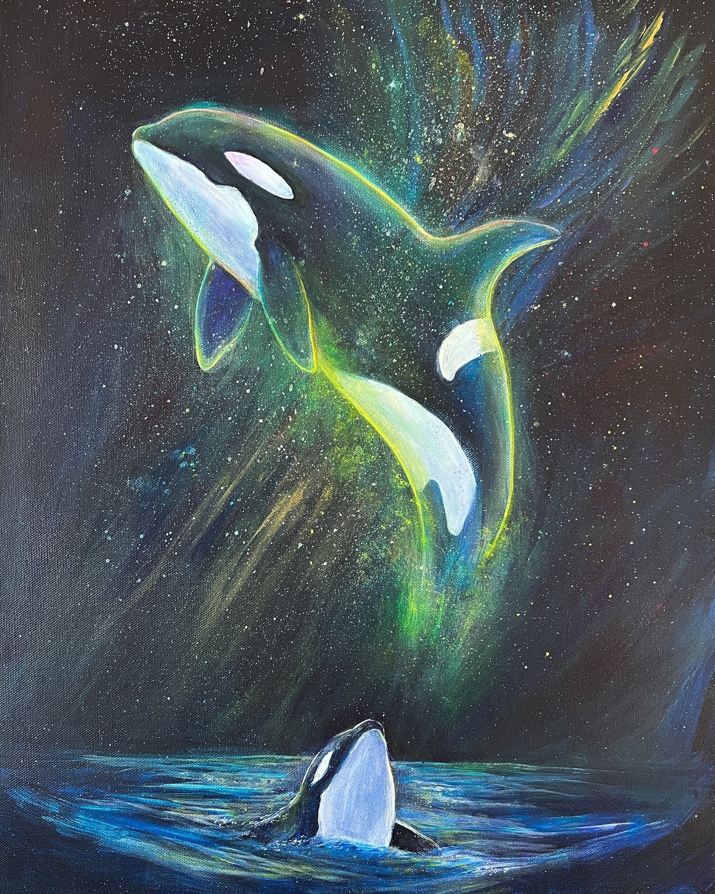 kʷiisaḥiʔis Farewell: Brave Little Hunter says goodbye to his mother.

#orca #vancouverisland #zeballos #acrylicpainting #orcapainting #comoxartists