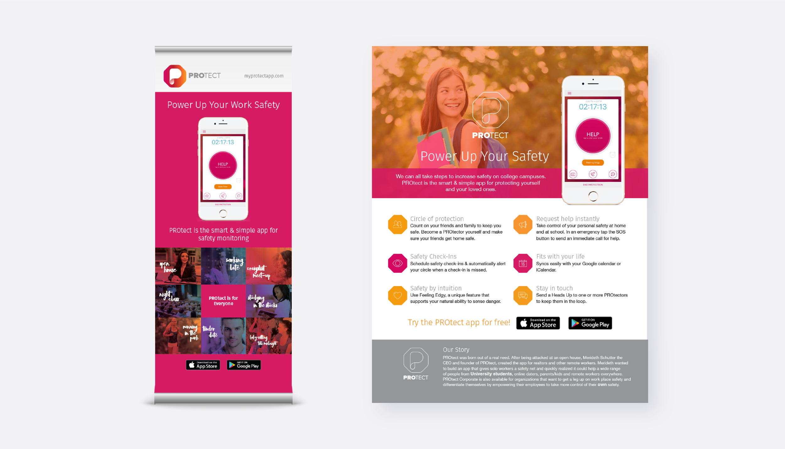 Pop-up banner and flyers.